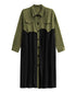 Pleated Patchwork Long Blouse